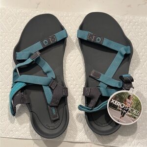 Xero Shoes Z-Trek Sandals in Teal and Black